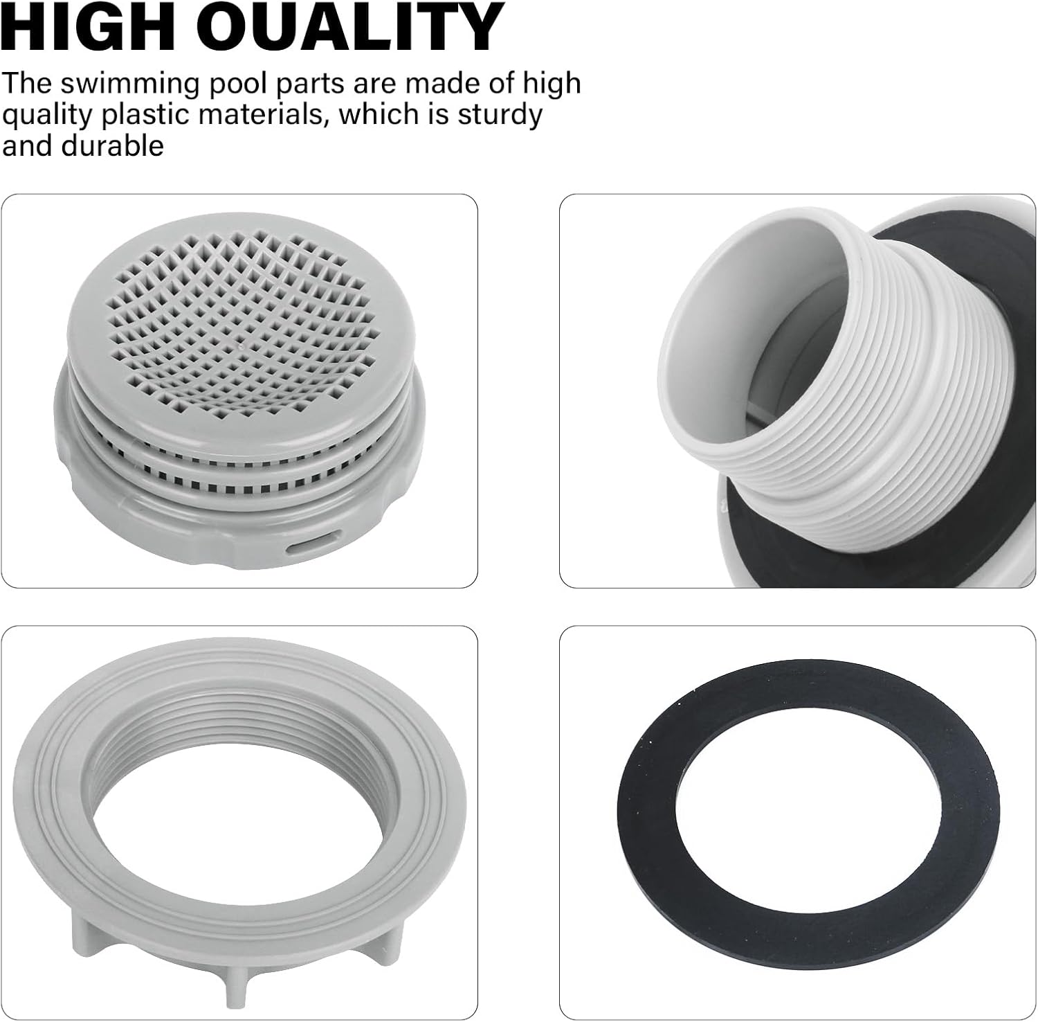 10746 （4 piece set）Strainer for Intex pool replacement parts, includes pool large filter parts 10744 10256 10255 threaded filter connector nut washer