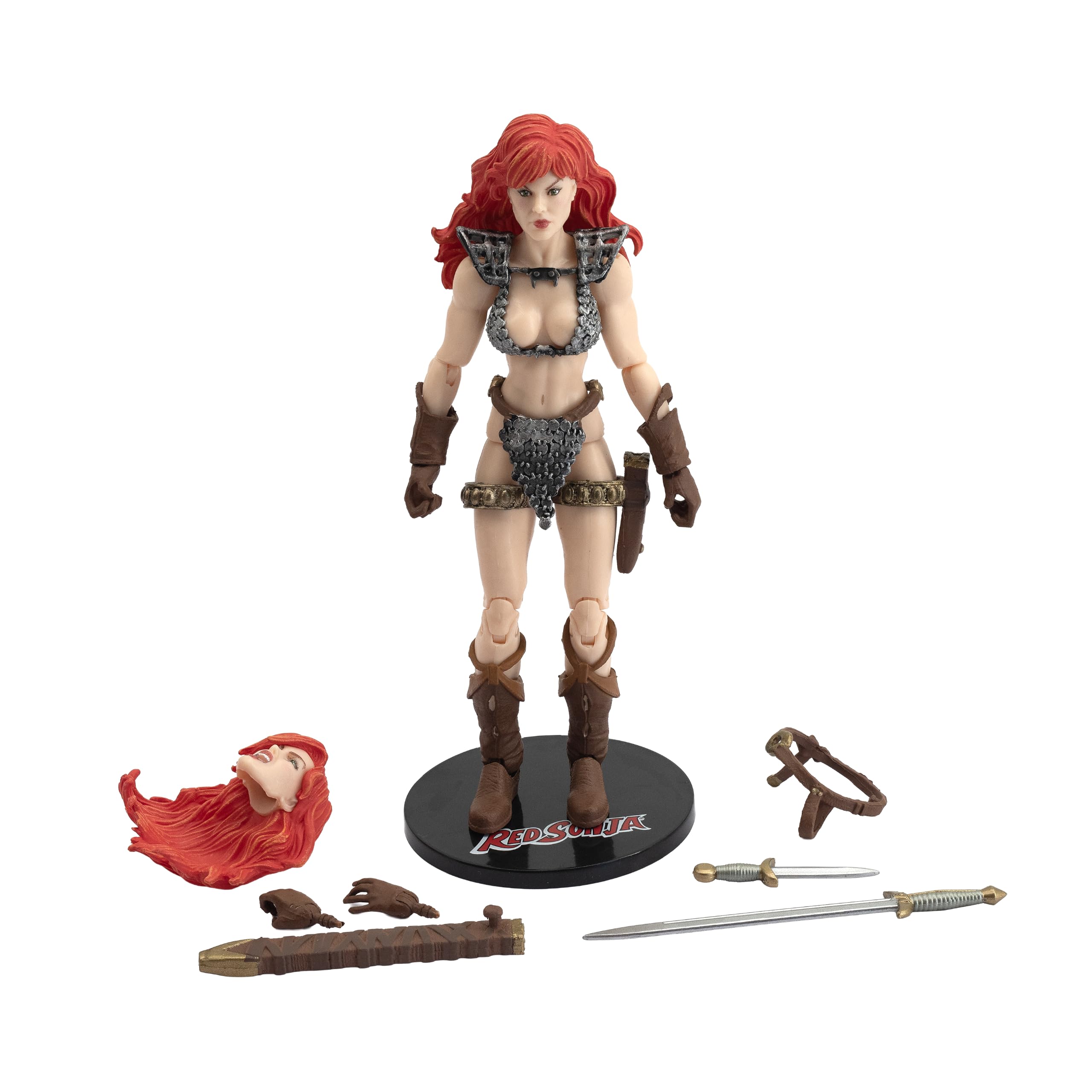 Boss Fight Studio Hero H.A.C.K.S. Czerwona Sonja Figurka - Wysoce przegubowa, kolekcjonerska i konfigurowalna figurka z wymiennymi częściami i akcesoriami, skala 1:18