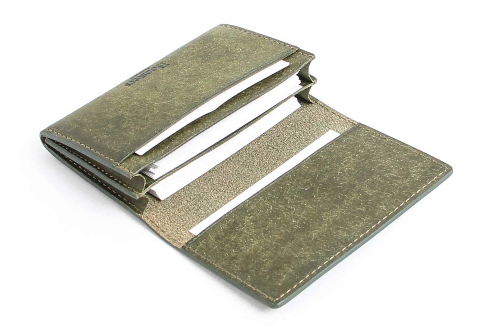 Boosters Pueblo Leather Business Card Holder Bamboo Gusset Navy Slim