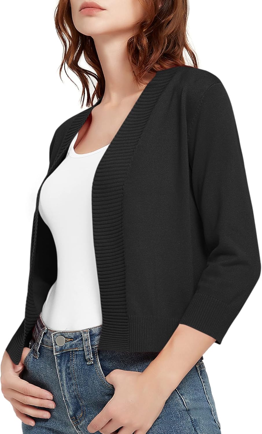 Urban CoCo Women's 3/4 Sleeve Short Cropped Cardigan Sweaters Lightweight Shrug Sweater Jacket for Dresses - Image 5