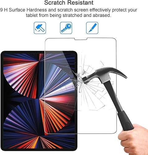 Miniatura 4 de SIBEITU Paquete de 2 protectores de pantalla para iPad Pro de 12.9 pulgadas, película de vidrio templado transparente HD de dureza 9H compatible con