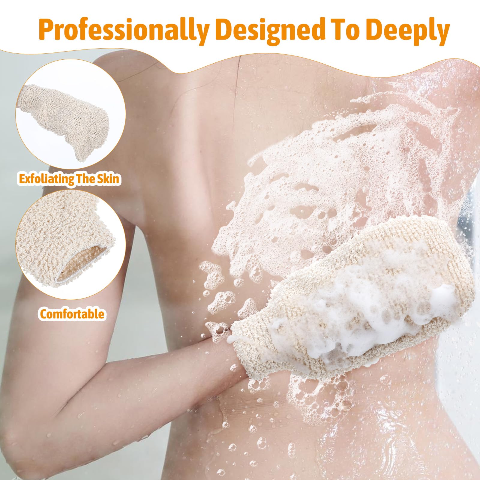Ouligay 2 sztuki rękawiczek do peelingu ciała, rękawiczki do peelingu, lniane rękawiczki do peelingu, do ciała, prysznica, peelingu, narzędzia dla mężczyzn, kobiet, dzieci