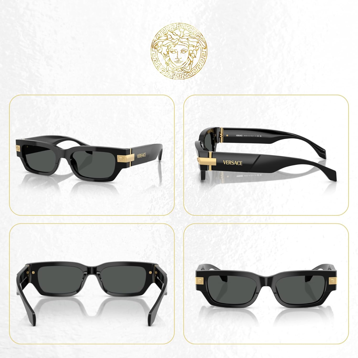 Versace VE4465 Rectangular Sunglasses for Men +BUNDLE with ACCESSORY EYEWEAR KIT - Image 3