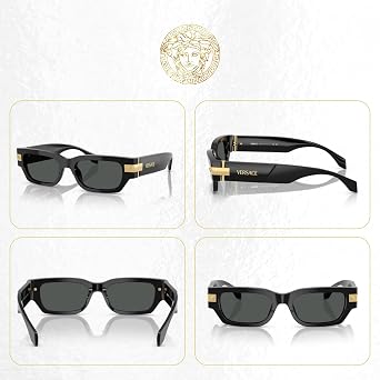Versace VE4465 Rectangular Sunglasses for Men | In Havana, Top Black/Red Havana & Top Black/White. Bonus kit: cleaning spray, cloth, screwdriver & mirror.
