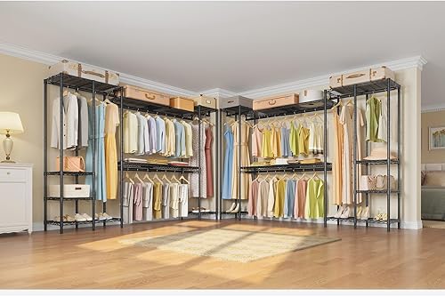 Miniatura 7 de VIPEK X40 - Perchero extensible grande ajustable de 6 pies 4 pulgadas a 8 pies 2 pulgadas con estantes extensibles y barras de suspensión, perchero