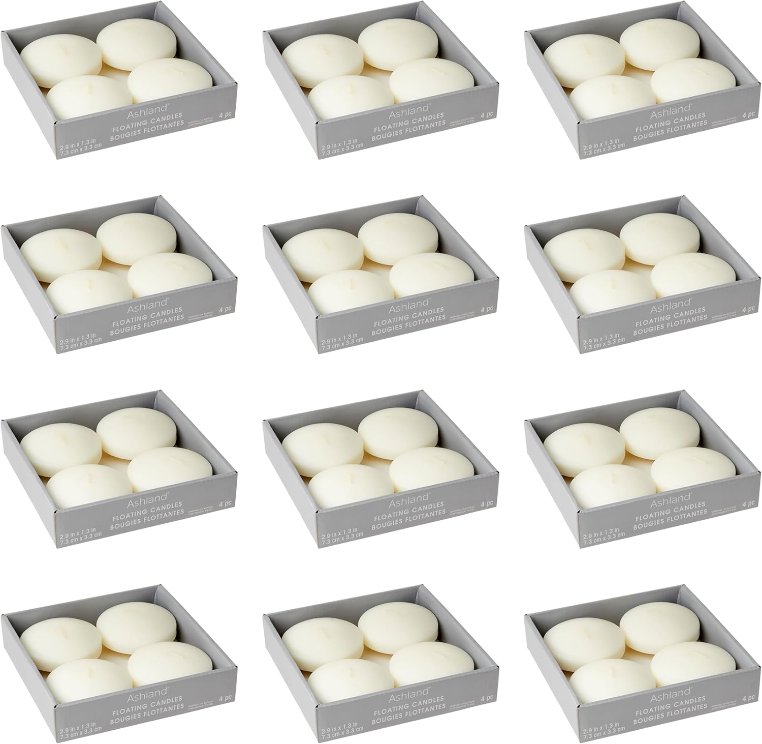 Ashland Basic Elements Ivory Floating Candles, 12 Packs: 4 ct. (48 Total)