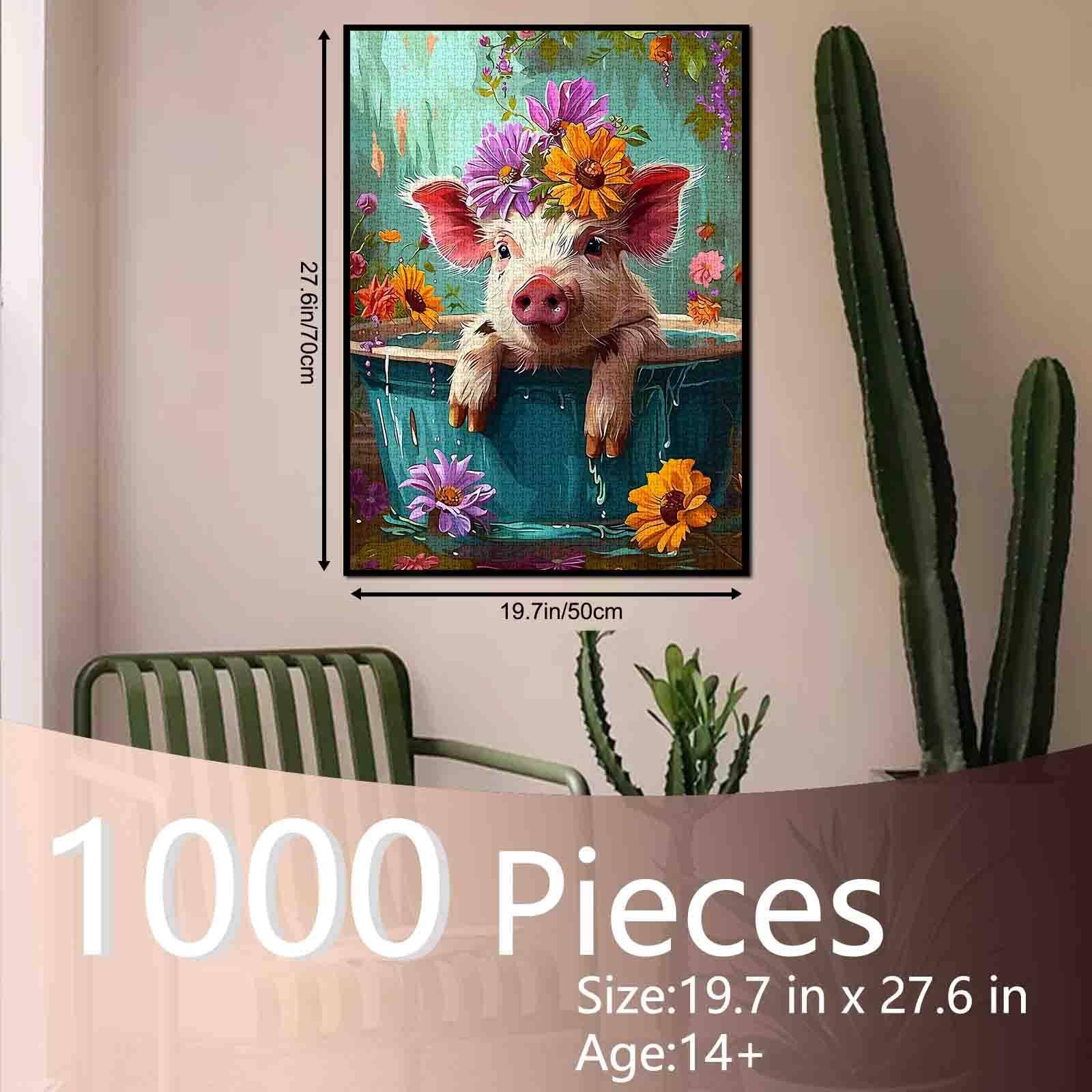 Amazon.com: Adorable Pig in Bathtub Jigsaw Puzzle 1000