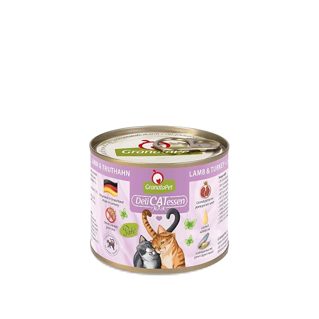 GranataPet Delicatessen - Comida húmeda para Gatos de Cordero y Pavo, Comida húmeda para Gatos para gourmets…