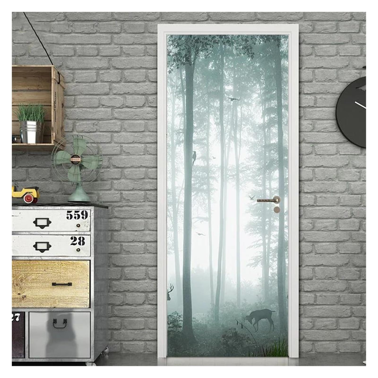 Sticker mural 3D en PVC imperméable 95x215cm pour rénovation de porte
