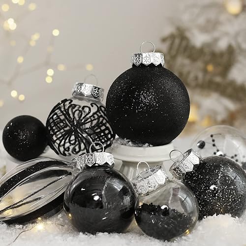 Vista 18 de Juego de adornos de Navidad, 32 piezas de plástico transparente inastillable, adornos colgantes para decoración del árbol de Navidad, para Plata