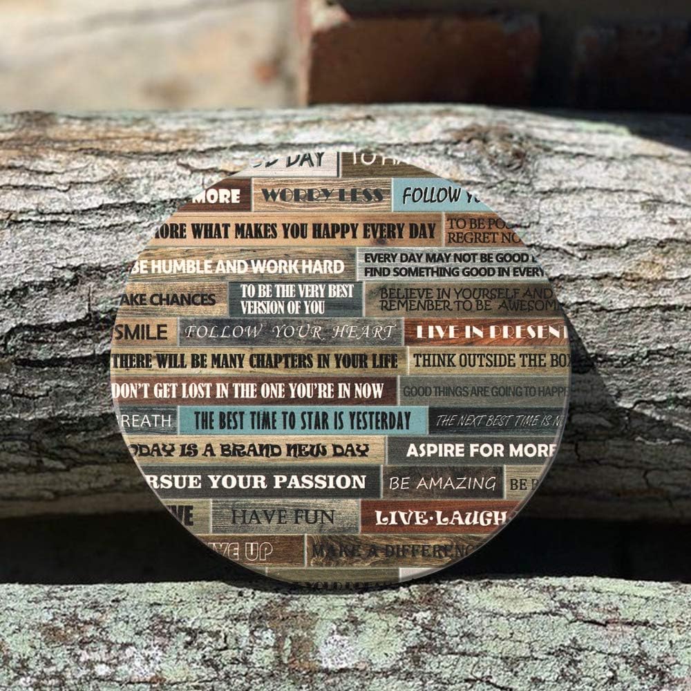 Bеѕt Dеаl 🛒 Lahome Natural Wooden Letters Coasters - Round Drinks Absorbent Stone Coaster Set with Ceramic Stone and Cork Base for Kinds of Mugs and Cups (Wooden Letters, 4)