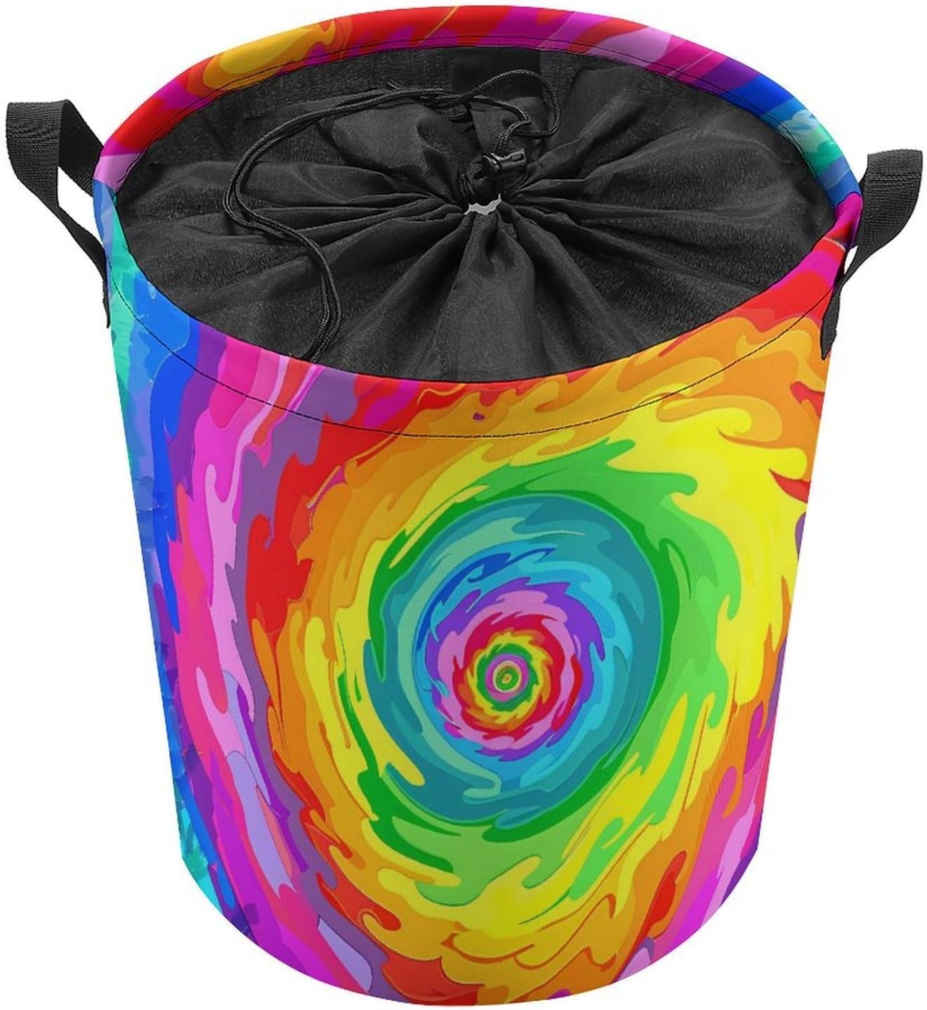 Colorful Tie Dye Laundry Basket Dirty Clothes Hamper Storage Laundry Bag with Handles for Dorm Room 44x44cm