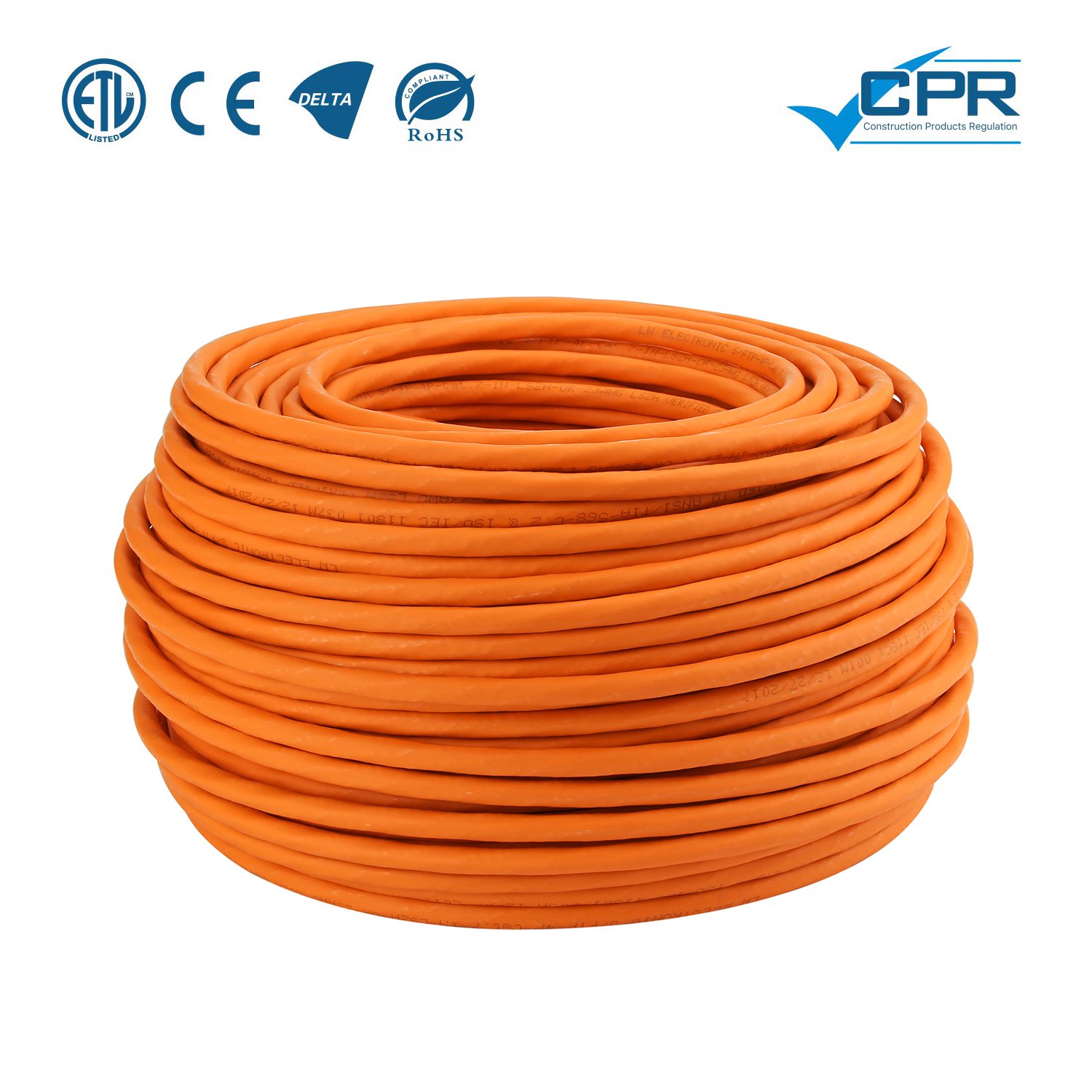 LW Electronic Verlegekabel Cat6 Gigabit Halogenfrei POE BauPVO Schirmung Netzwerkkabel S/FTP PIMF 1000ft MHz 23AWG LSZH Verkabelung LAN Kabel Datenkabel Orange Rohkabel