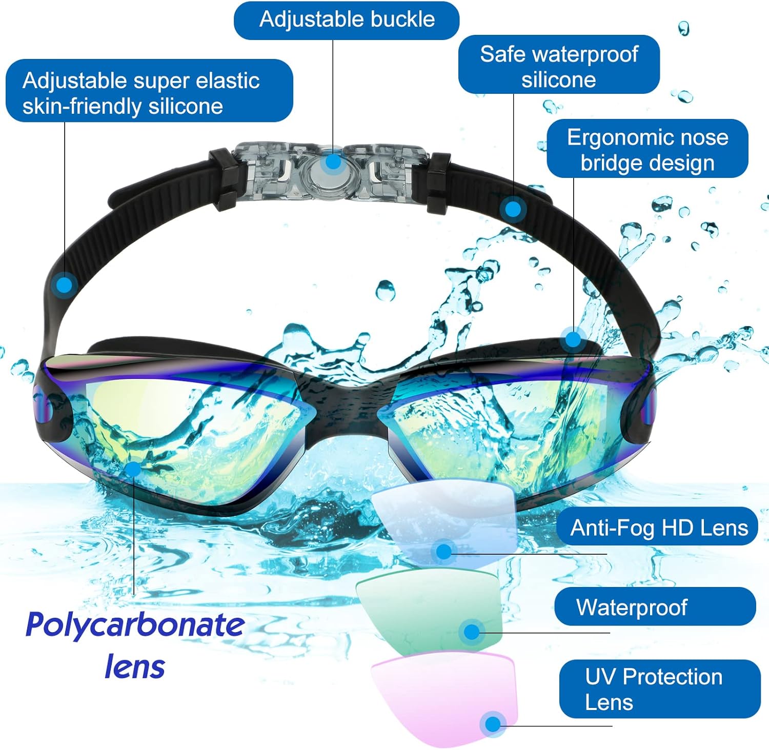 Konohan 24 Pack Swim Goggles Bulk for Kids adult Pool Goggles Anti Fog Silicone No Leak Swimming Glasses for Men Women Youth