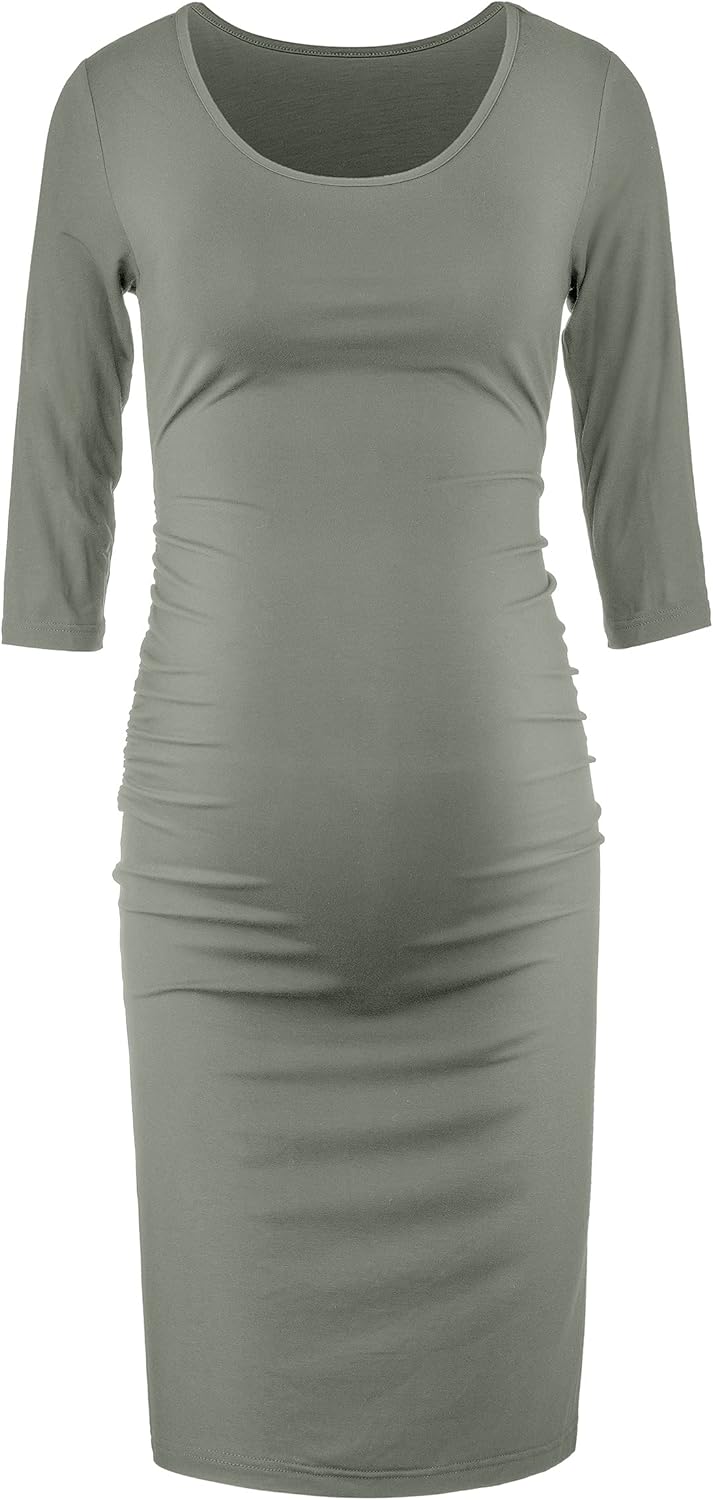 Peauty Maternity Bodycon Dress Fall Baby Shower Dress 3/4 Sleeve Maternity Clothes (S-2XL) - Image 3