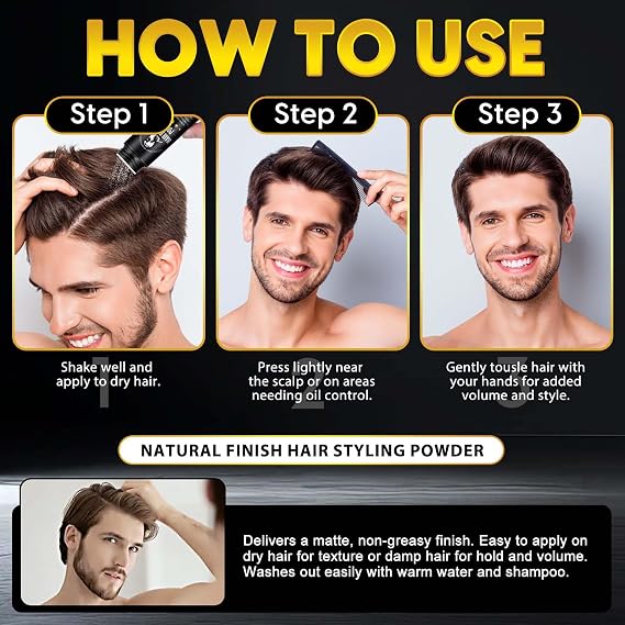 Hair Powder for Men – Instant Volume & Matte Finish | Hair Styling Texturizing Powders & Long-Lasting Hold | Lightweight Hairs Styling Powder for Natural Lift, No Residue or Grease | 30g