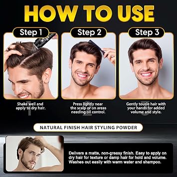 Hair Powder for Men – Instant Volume & Matte Finish | Hair Styling Texturizing Powders & Long-Lasting Hold | Lightweight Hairs Styling Powder for Natural Lift, No Residue or Grease | 30g