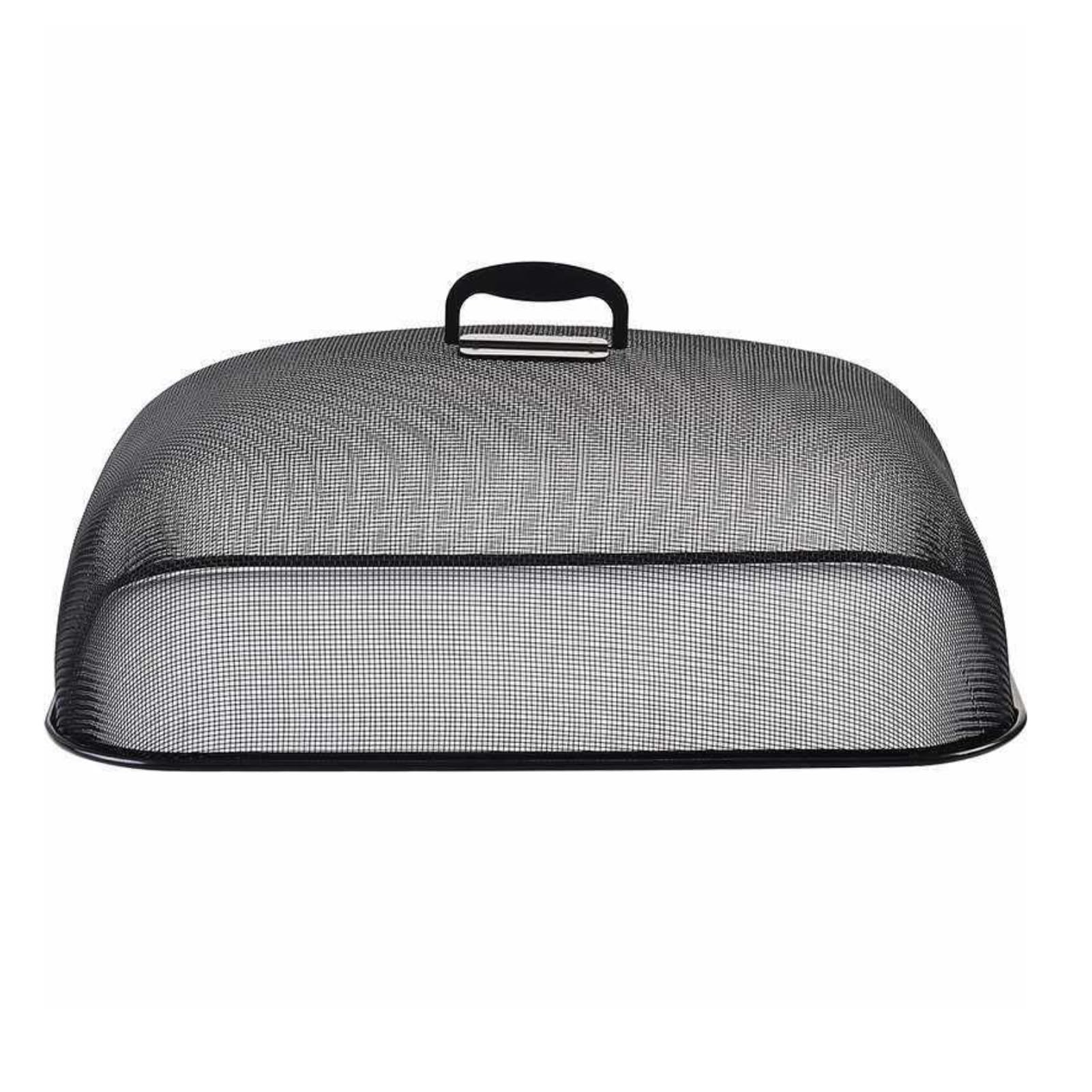 Metal Mesh Food Covers, 180 Degree Rotatable Food Tent Iron Food Screen Domes with Handle for Home Dining Room Picnic (Black Rectangle Large)
