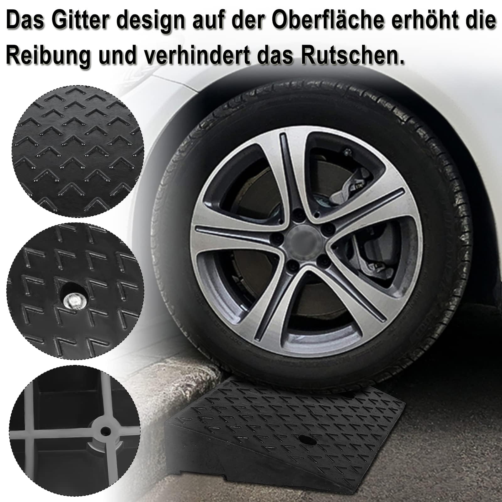XMTECH Juego de 2 rampas de goma para bordillos, 10,5 cm de alto, rampa para silla de ruedas, rampa de umbral de puerta, rampa para coche, moto, silla de ruedas, andador