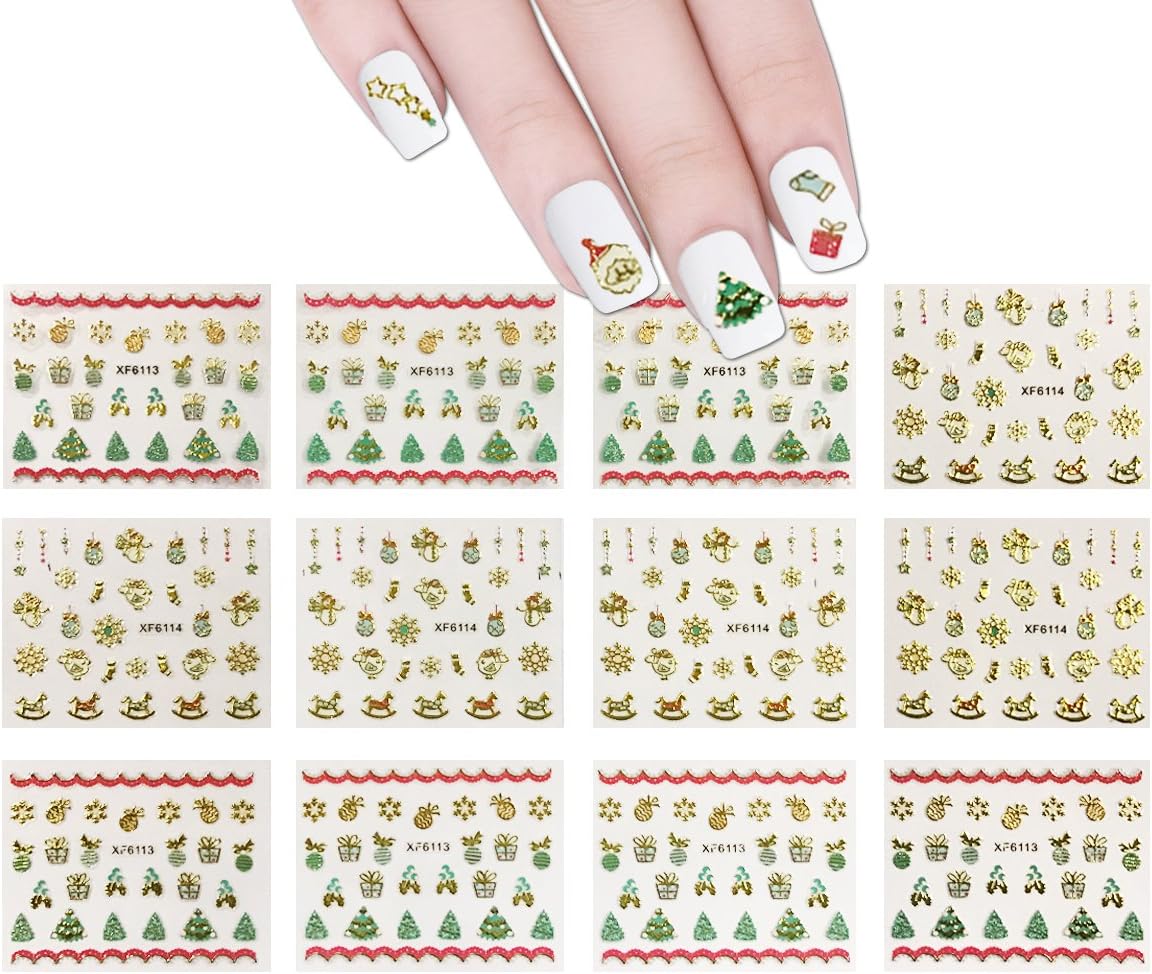 Amazon.com: ALLYDREW 1200+ Festive Holiday Nail Stickers Christmas Nail Art Stickers (50 Sheets 