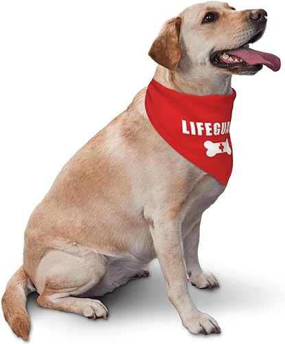 Vista 2 de Lifeguard - Pañuelo para perros y mascotas, accesorios de playa, piscina, bandana de verano, bufanda de seguridad, accesorios de decoración (rojo)