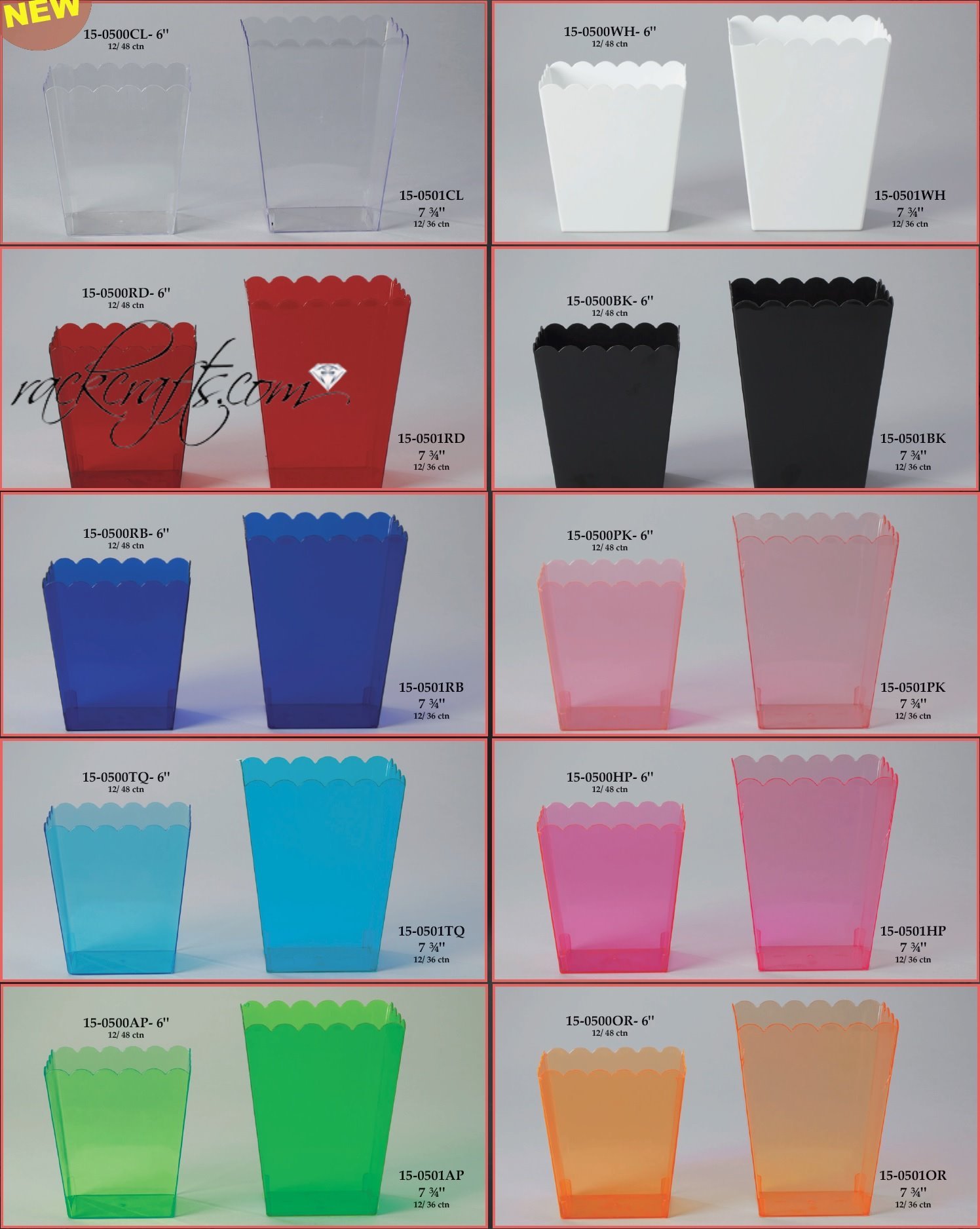 (14 pcs )com Jumbo Large Plastic Scalloped Gift Buckets Pop Corn Pails Party Favor (White)