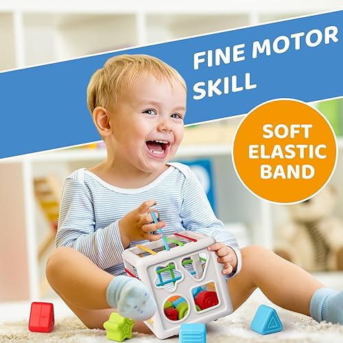 Miniatura 3 de LiKee Juguetes clasificadores de formas para niños de 1 año en adelante, 8 bloques Montessori para bebés, juguete sensorial de aprendizaje para