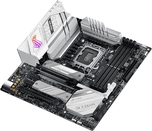 ASUS ROG STRIX B760-G GAMING WIFI Intel B760 LGA 1700 white mATX motherboard with 12 + 1 power stages, DDR5, PCIe 5.0 x16 SafeSlot, two PCIe 4.0 M.2 slots, WiFi 6E, 2.5G Ethernet, and Aura Sync - 5
