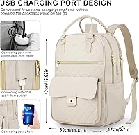 Vista 4 de Mochilas para laptop para niñas de 15.6 pulgadas, mochila escolar de gran capacidad, mochila universitaria con puerto de carga USB, mochilas de moda