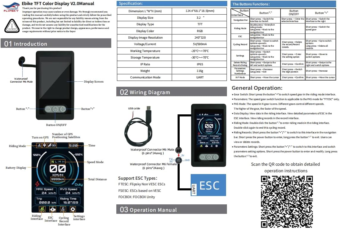Manual page showing display interfaces and button functions