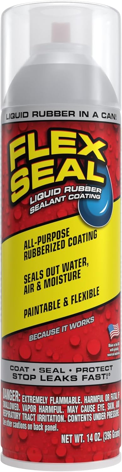 Flex Seal, 14 oz, Clear, Stop Leaks Instantly, Transparent Waterproof Rubber Spray On Sealant Coating, Perfect for Gutters, Wood, RV, Campers, Roof Repair, Skylights, Windows, and More
