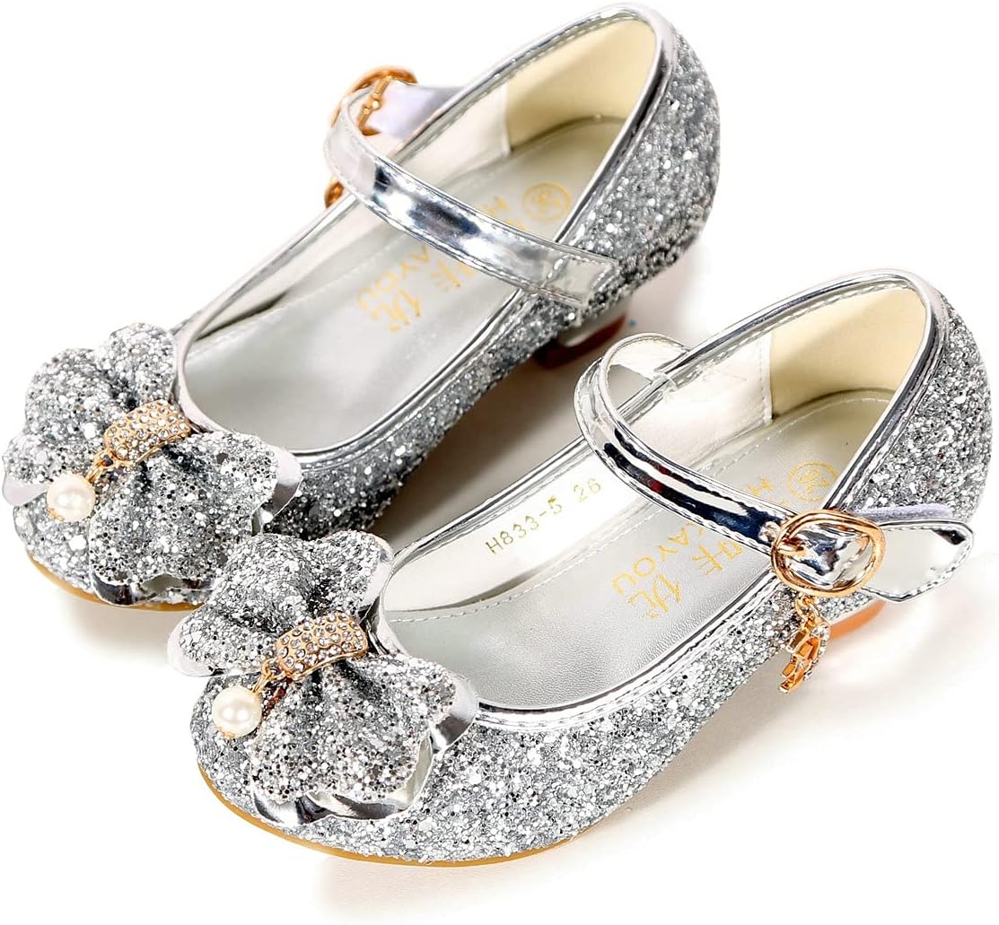BFOEL Girls Dress Shoes Adorable Sparkle Mary Jane Flats for Wedding Party