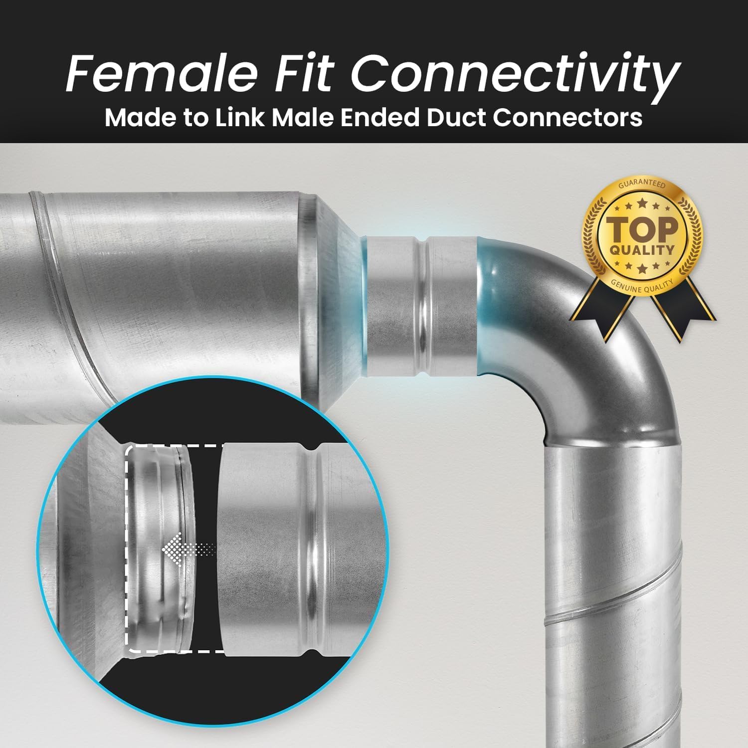 Repa Market Female Fit 12 Inch Galvanized Steel Dryer Duct Connector - HVAC Ducting Metal Vent Extender - 12 inch Duct Connector, Dryer Vent Pipe Coupling, Dryer Vent Coupler, Dryer Hose Connector