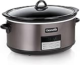 Crock-Pot Large 8-Quart Programmable Slow Cooker with Auto Warm Setting Black Stainless Steel