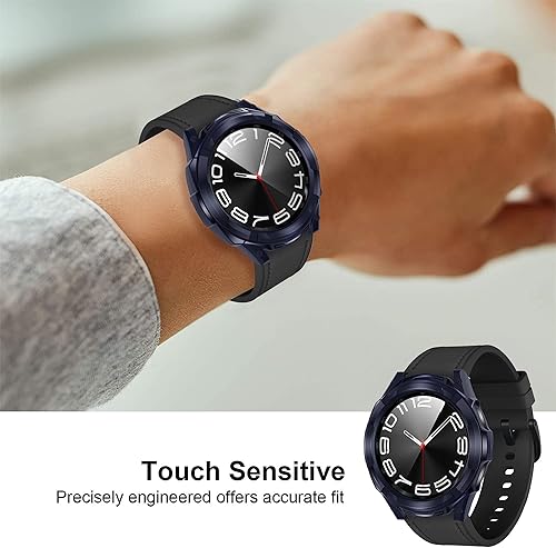 Miniatura 6 de Suoman Funda 3 en 1 para Samsung Galaxy Watch 6 Classic de 1.693 in, protector de pantalla de vidrio templado HD, cubierta protectora completa de