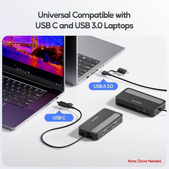 Docking Station USB C PULWTOP Dual 4K@60Hz DisplayLink para MacBook M1/M2/M3/Windows miniatura 4