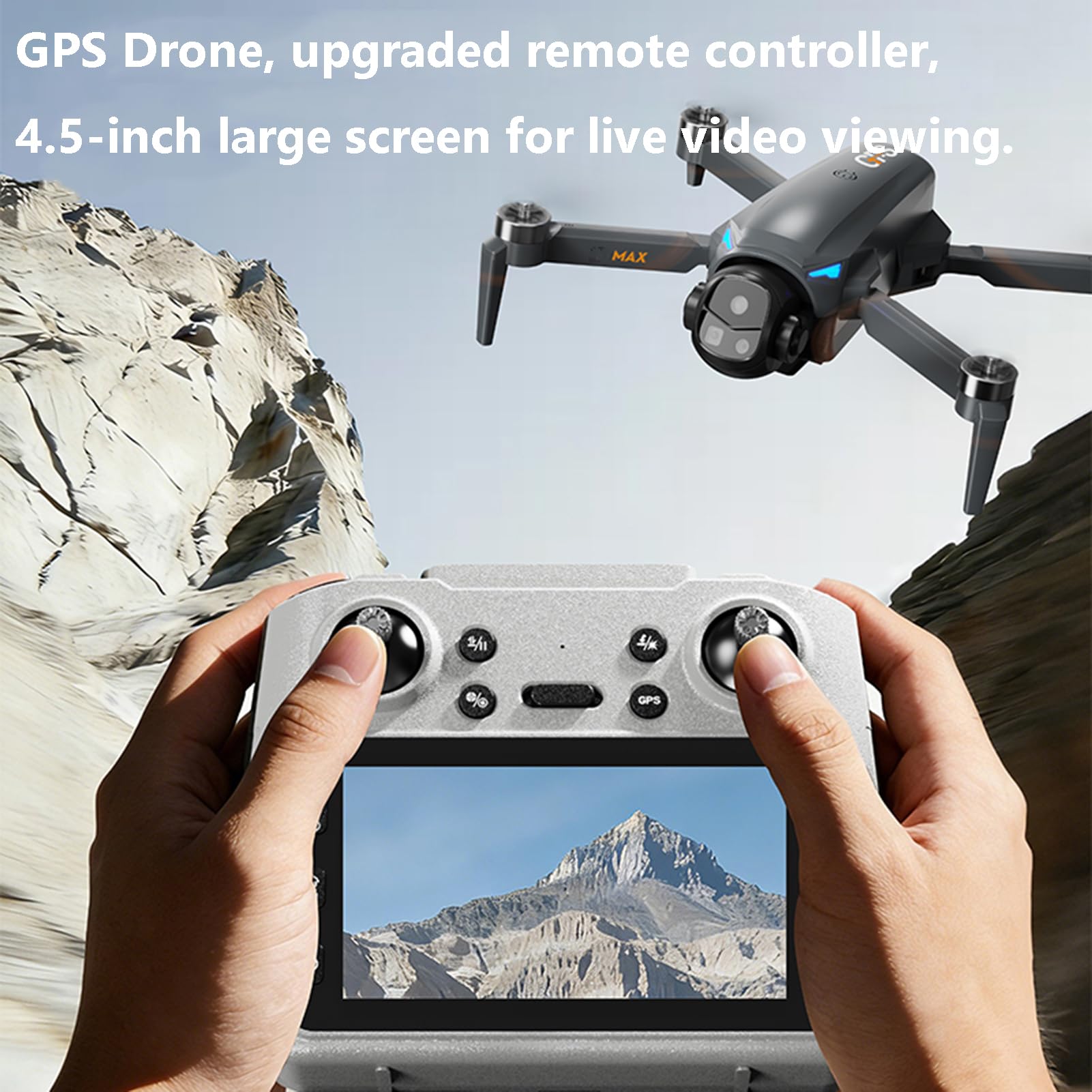GPS Drohne mit 4,5-Zoll-Bildschirm, GPS Drohne mit 4K EIS Kamera für Erwachsene, Bürstenloser Motor, GPS Auto Rückkehr, 60 Min Flugzeit, 3 Akkus, Auto Folgen, RC Quadrocopter für Anfänger