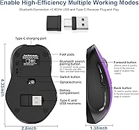 Vista 4 de Mouse for MacBook Wireless Bluetooth Mouse Laptop MacBook Air Mac Pro Rechargeable Silent PC iPad Optical Mouse with Jiggler Dual Mode Switch