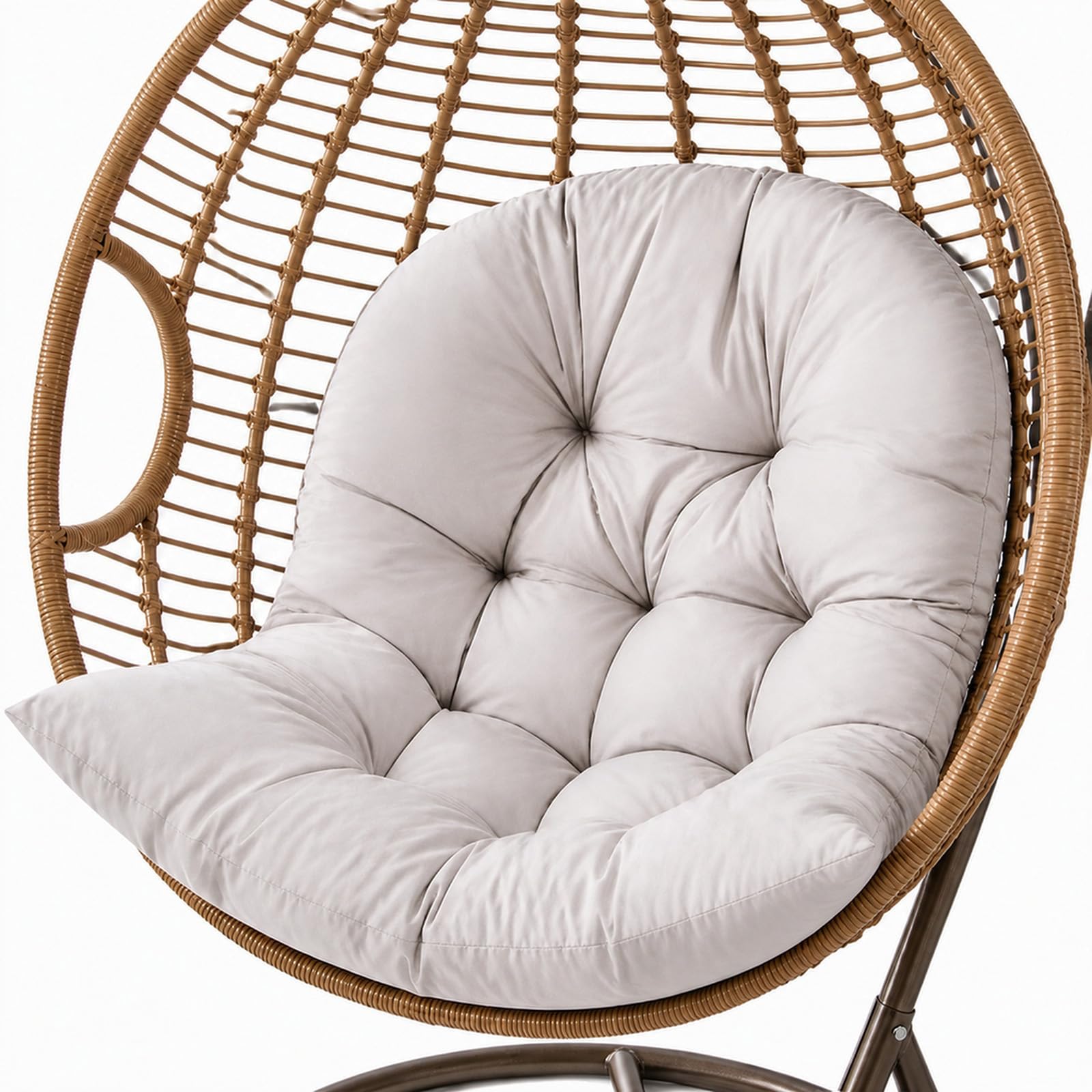 Cojín para sillón colgante, 80 x 120 cm, impermeable, para interior extragrueso, para silla colgante, cojín semicircular de repuesto, cojín de jardín, cojín para columpio colgante para silla de jardín
