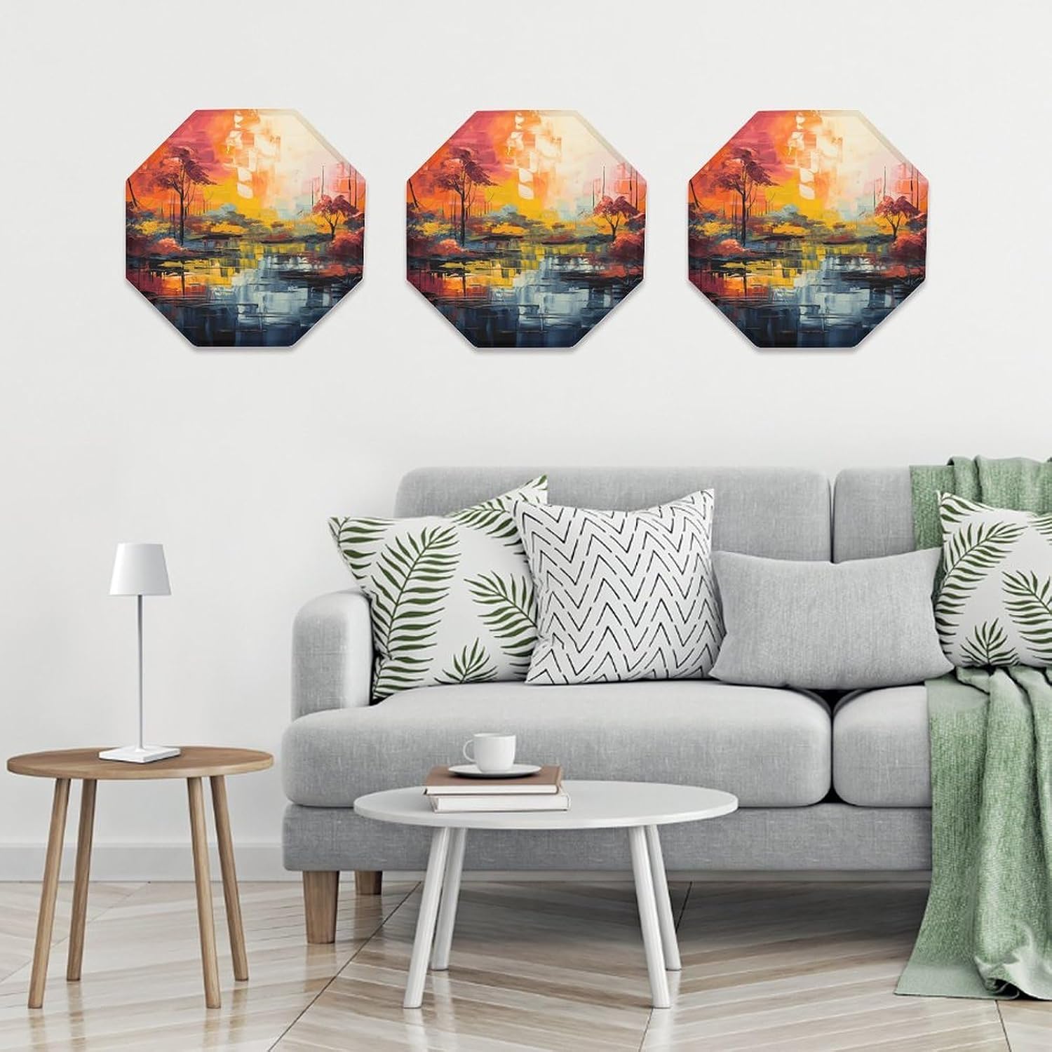 Ctagon Metal Sign for Home, Modern Display Plate for Kitchen, Colorful Painting Plates Accent Hanging Wall Decorations 3PCS for Living Room, Bedroom, Hallway, Hotel