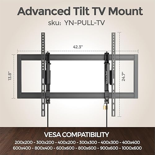 Miniatura 3 de ynVISION.DESIGN Soporte de pared inclinable para televisores grandes de 55 a 105 pulgadas  Inclinable y giratorio  Saca 7 pulgadas para un fácil