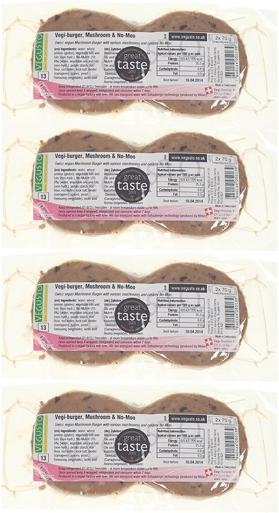Vegan Vegetarian Mushroom and Dairy Free Cheese Burgers (4x2)