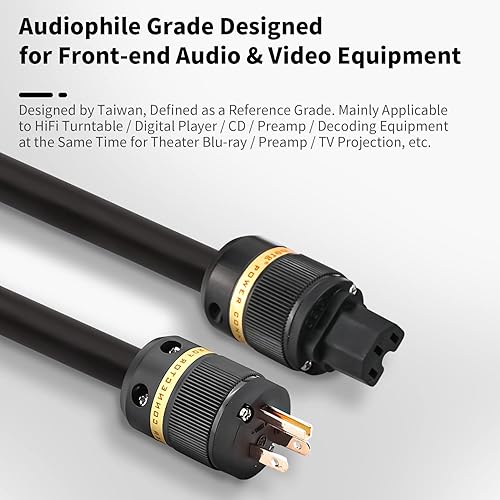 Miniatura 4 de Viborg - Cable de alimentación de alta fidelidad por Viborg, 3.3FT-5N OFC, AWG blindaje de cobre, 2 capas, 6 mm² /Core, φ16 mm, cable de