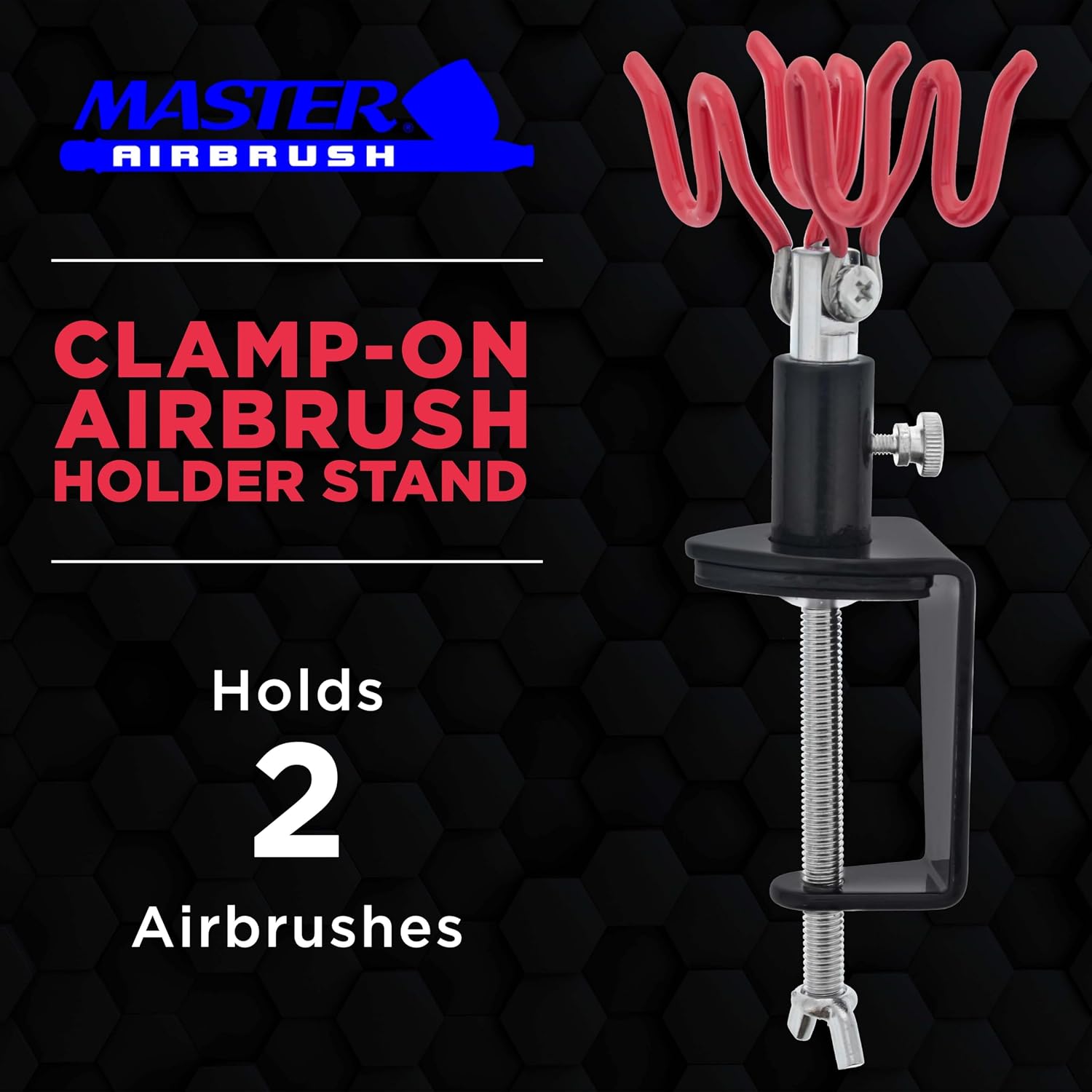 Master Airbrush Clamp-On 2-Airbrush Holder Stand - Table/Bench Mount - Airbrush Accessories & Supplies for Garage or Workspace