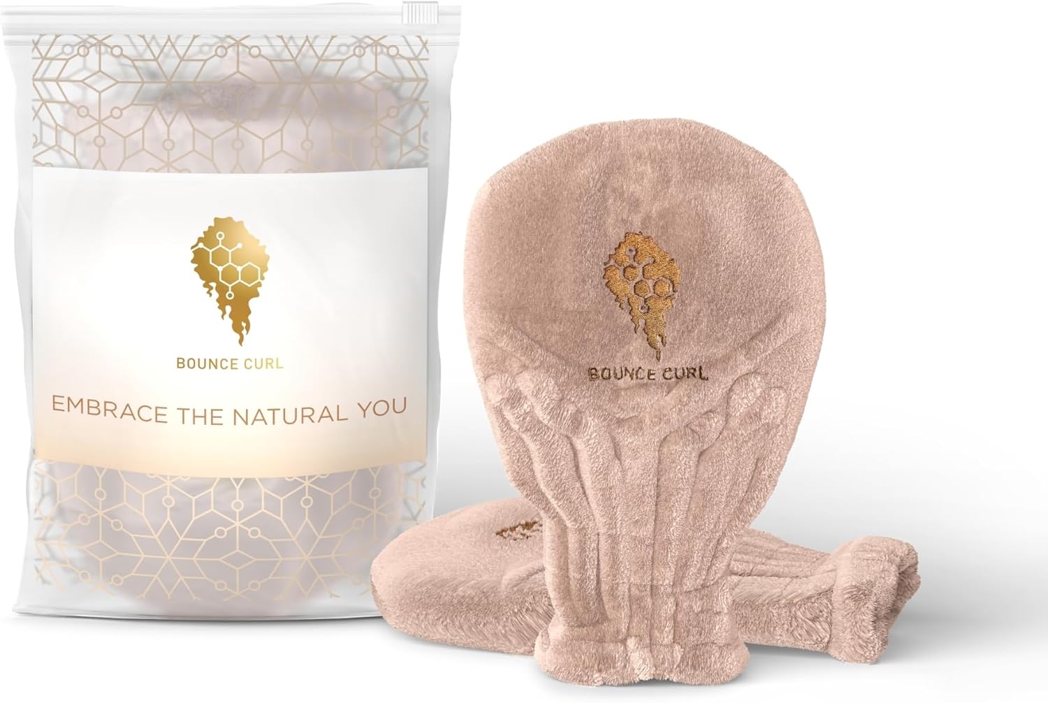 Bounce Curl Hair Drying Mittens - Blush