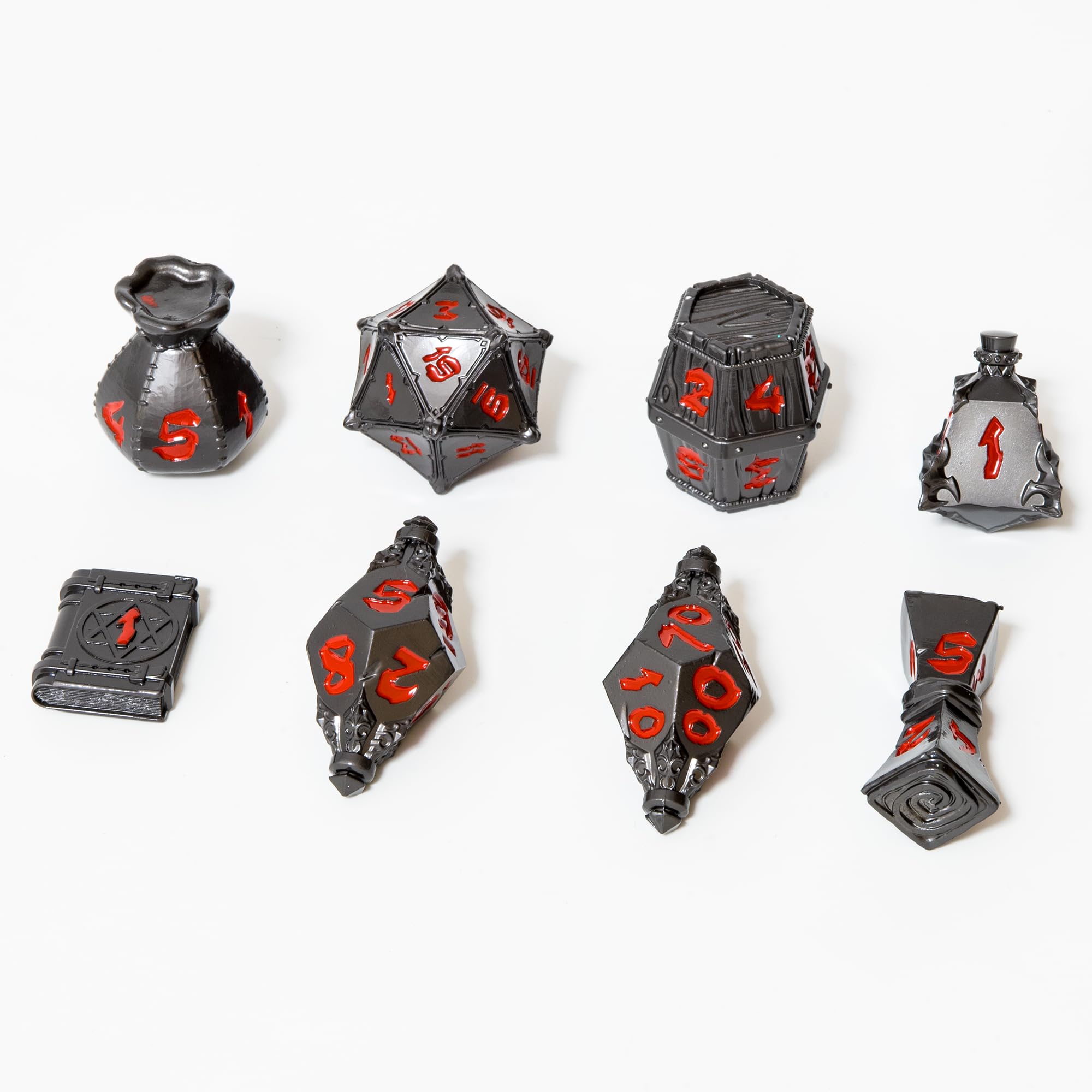 TOYVERSE Set di dadi poliedrici bicolori, nero-rosso metallico, dadi in lega, adatto per D&D, DND, RPG, MTG, Dungeon e Draghi, giochi da tavolo e giochi di ruolo, 15 anni e più