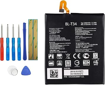 BL-T34 Replacement Battery Compatible with LG V30 H930 H932 LS998 H933 H931 with Toolkit