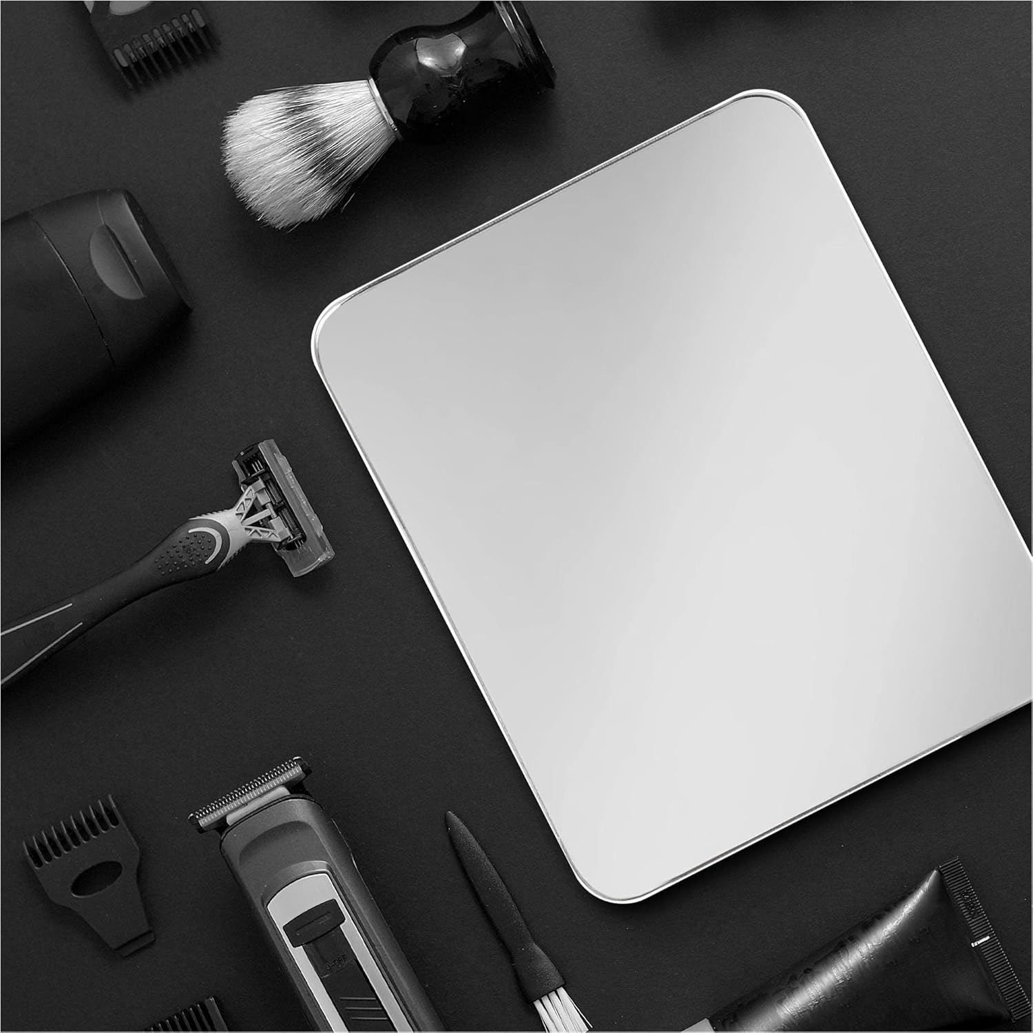 Mavoro Shower Mirror | Bathroom Shaving Mirror | Strong 3M Sticker on The Back, Easy to Attach to Аny Surface | Shatterproof | Minimalist Design - Easy to Clean (Large Size 7x9in) -