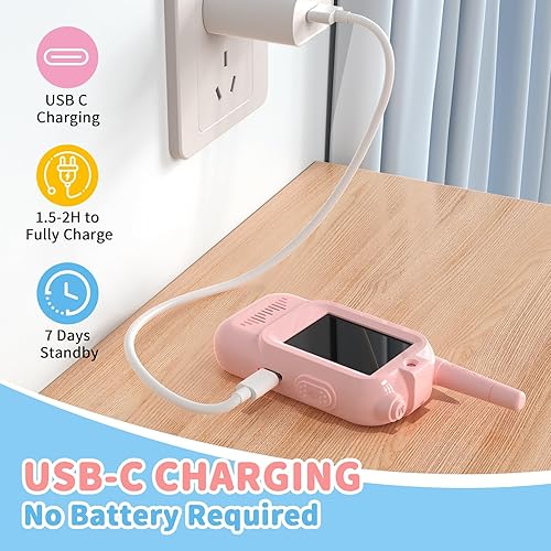 Miniatura 5 de BlueFire Walkie Talkies para niños con video, pantalla de radios de juguete con efectos de voz, emparejamiento uno a uno, largo alcance, juguetes de