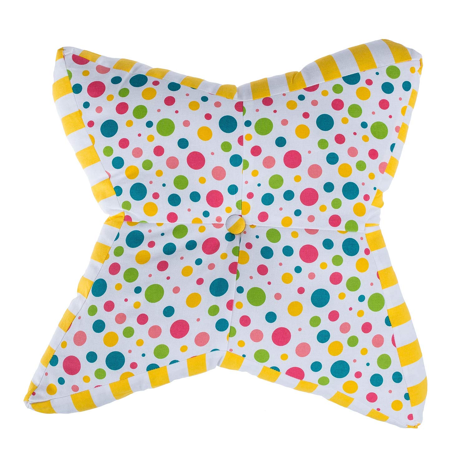 HOMESCAPES Multi-coloured Star Floor Cushion Large Decorative Children’s & Garden Seat Pad with Polka Dot Pattern, Pre-Filled 100% Cotton Indoor and Outdoor Cushion, 48cm